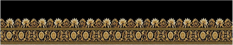 IOHEFY حدود ورق جدران زهور ذهبية وسوداء 196x4 بوصة قابلة للإزالة واللصق بتصميم زهور عتيق لزينة غرفة المعيشة وغرفة النوم والحمام والمطبخ. - Image 2